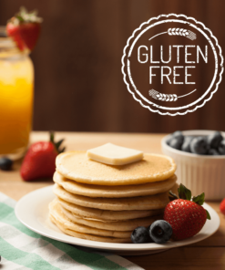 Stack of gluten free buttermilk pancakes