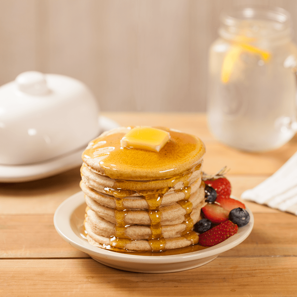 Stack of whole wheat pancakes