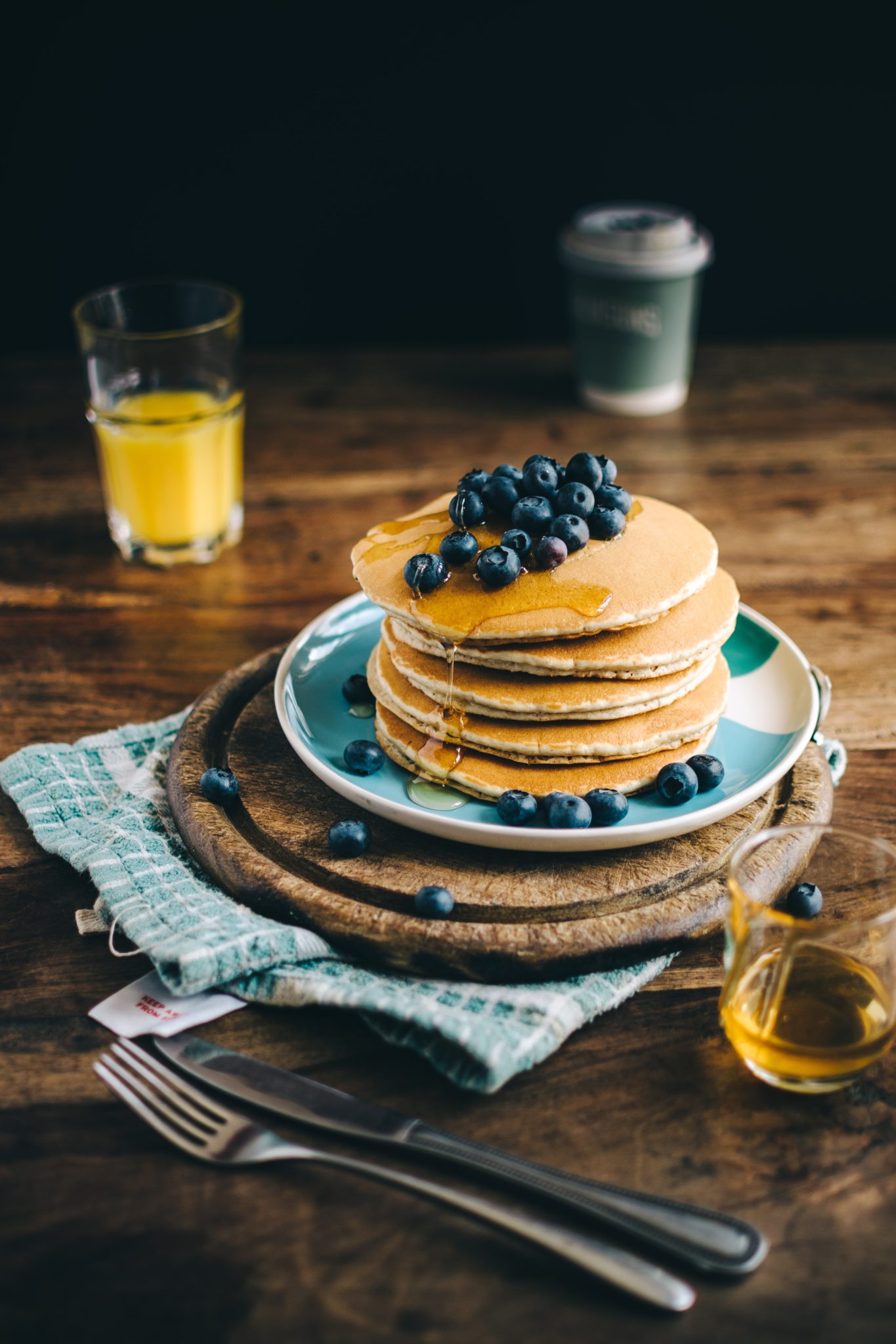 Stack of buttermilk pancakes with blueberries