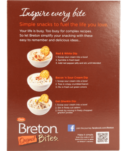 Back of box of Breton Bites original crackers