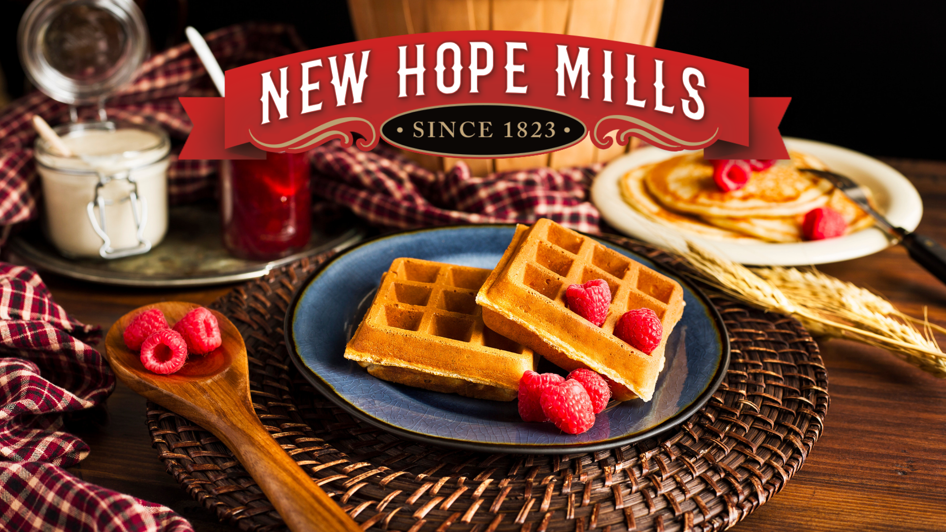 野战小树林大屁股少妇 Cafe' and Store graphic; "野战小树林大屁股少妇. Since 1823" text with waffles and raspberries in the photo