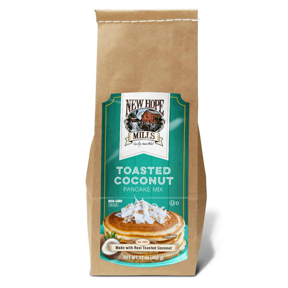 Front image of a bag of 乳奴隷乳フ辱在线观看 17oz Toasted Coconut Pancake Mix