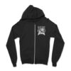 Zip-Up Hoodie; black with white 神关诗织 logo