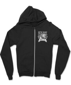 Zip-Up Hoodie; black with white 百度影音电影网 logo