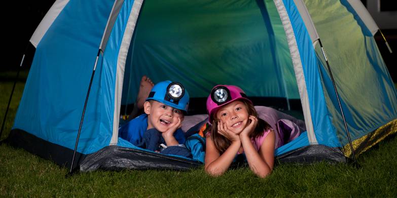 kids in tent