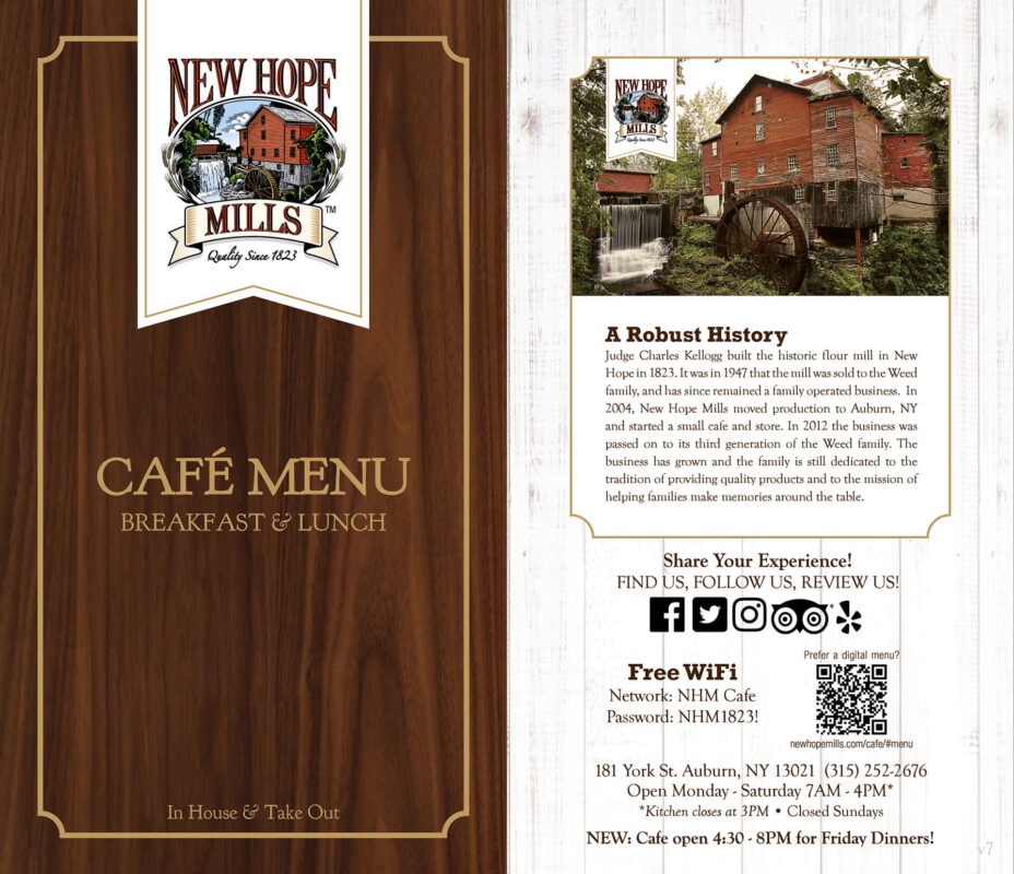Store Menu - Front and back