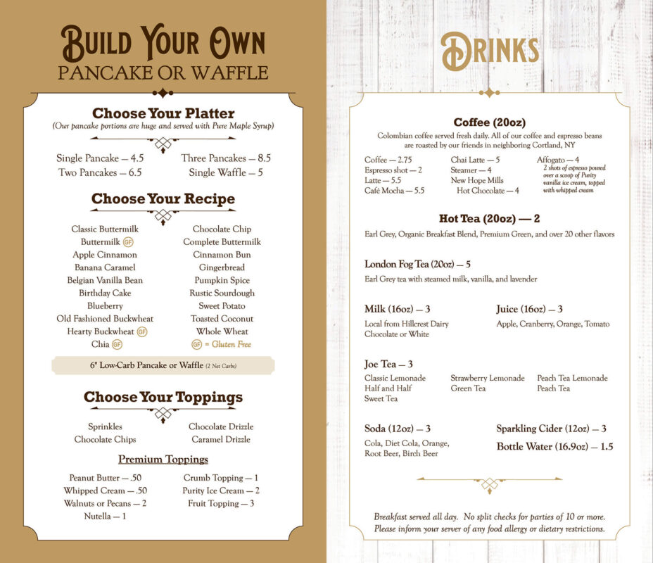 Store Menu - Pancakes & Drinks