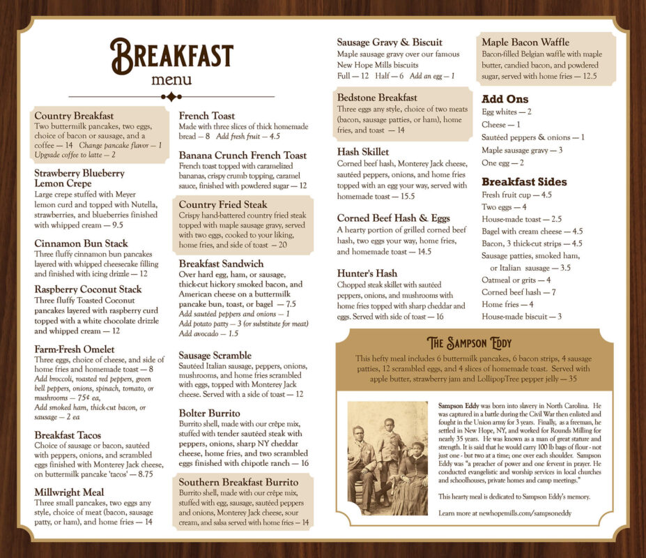 Store Menu - Breakfast options