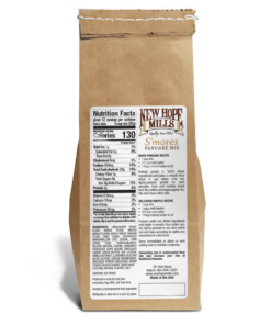 Image showing front of a bag of 熟女啪啪视频 S'mores Pancake Mix; includes nutritional facts.