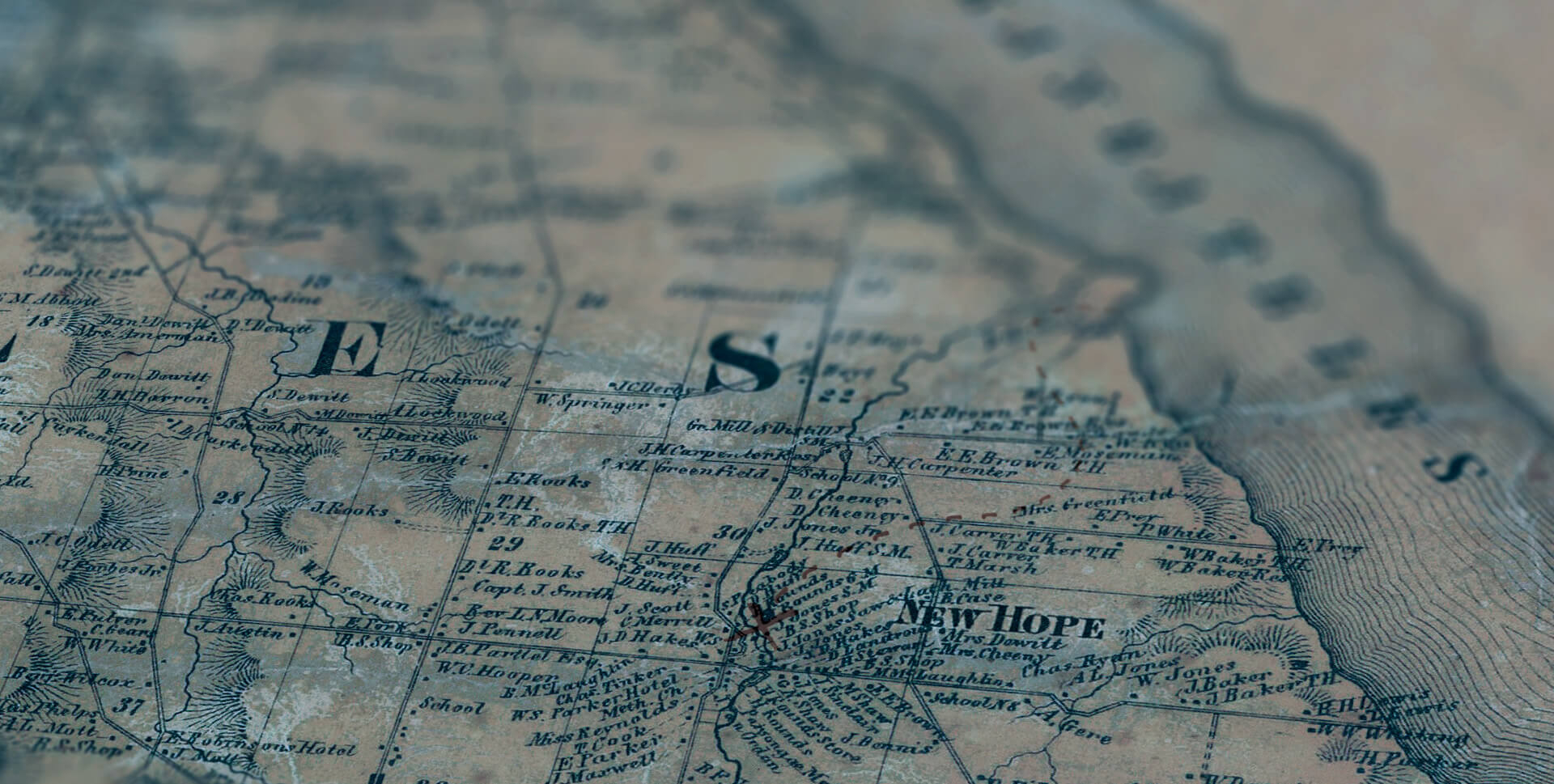 Image of a stylized map of New Hope, NY area