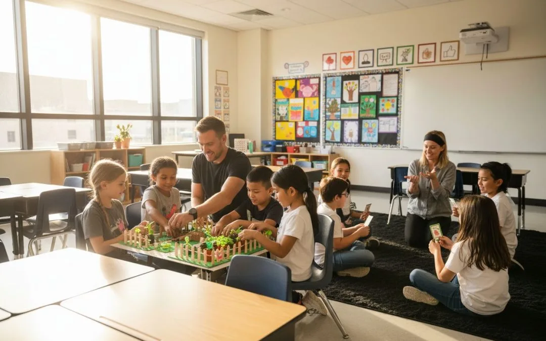 character education classroom, students teamwork, school social emotional learning