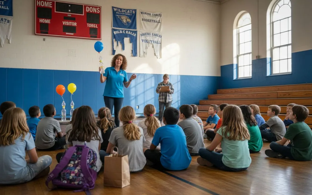 Detroit students engaged at lively school assembly