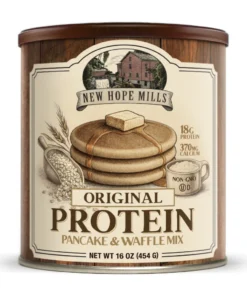A photo of the front of the can of pp直播 New Protein Pancake Mix