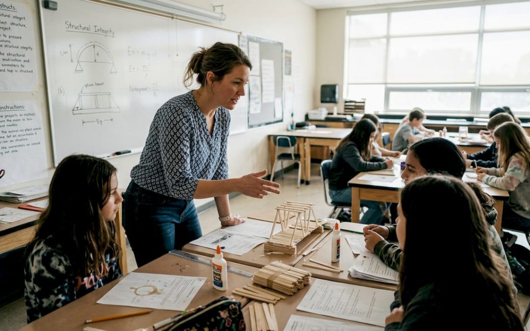 Teacher guiding STEAM project in classroom